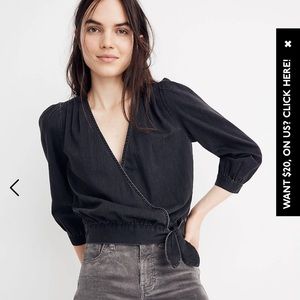 Madewell Wrap Top in Black Denim